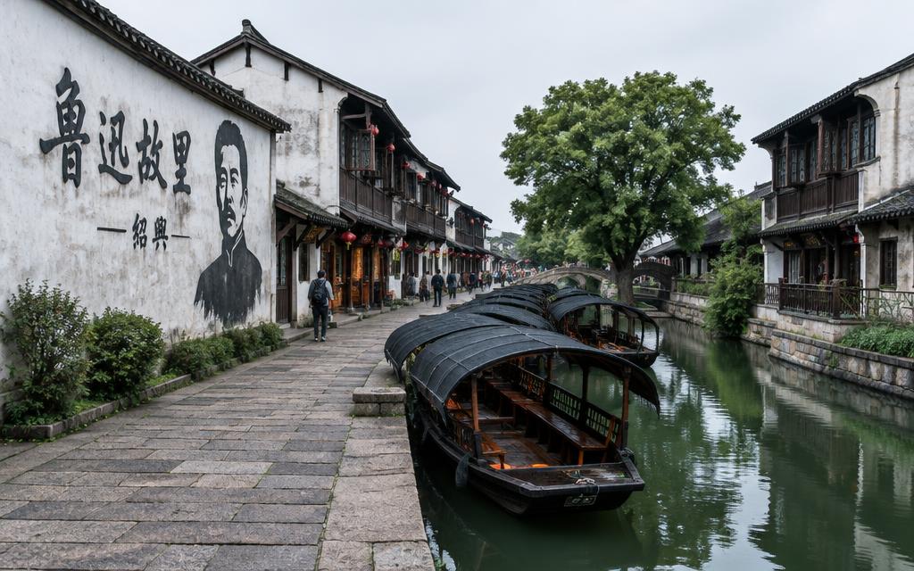 魯迅故里水巷與烏篷船